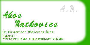 akos matkovics business card